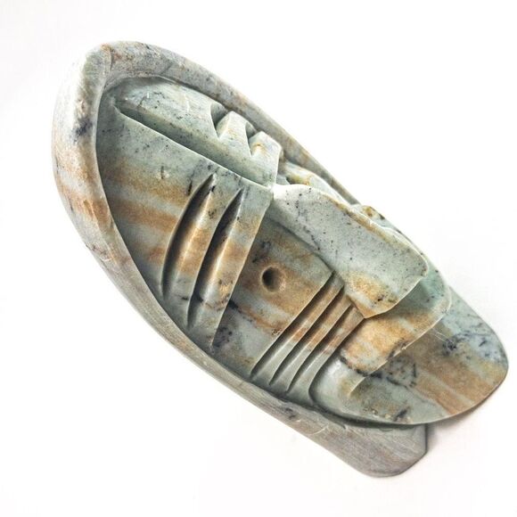 *Rare* Six Nations Iroquois False Faces SIGNED Soapstone Sculpture - Picture 9 of 13